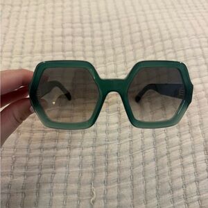 Celine Green Hexagonal Sunglasses